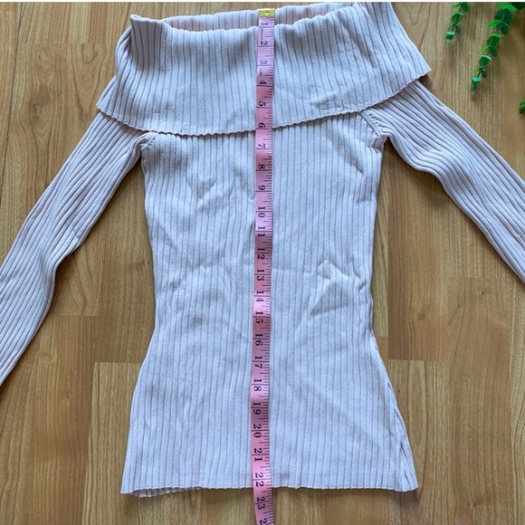 BCBGMaxAzria Risa Pullover Off Shoulder Ribbed Knit Sweater - Picture 4 of 8